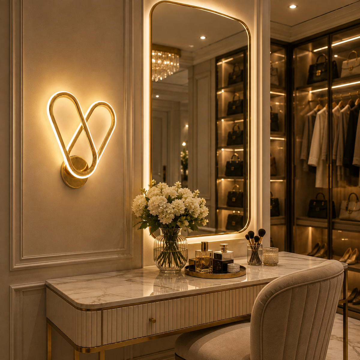 Modern Luxury Gold Double Loop LED Wall Sconce
