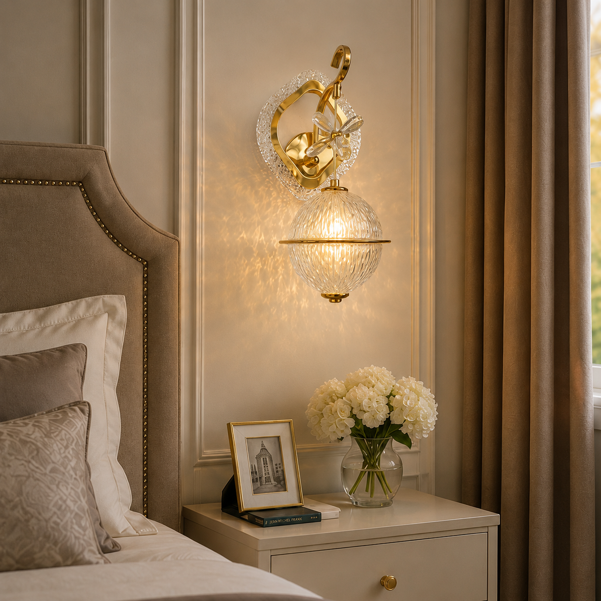 Modern Luxury Butterfly Globe Crystal Wall Sconce | Decorative LED Pendant Wall Light