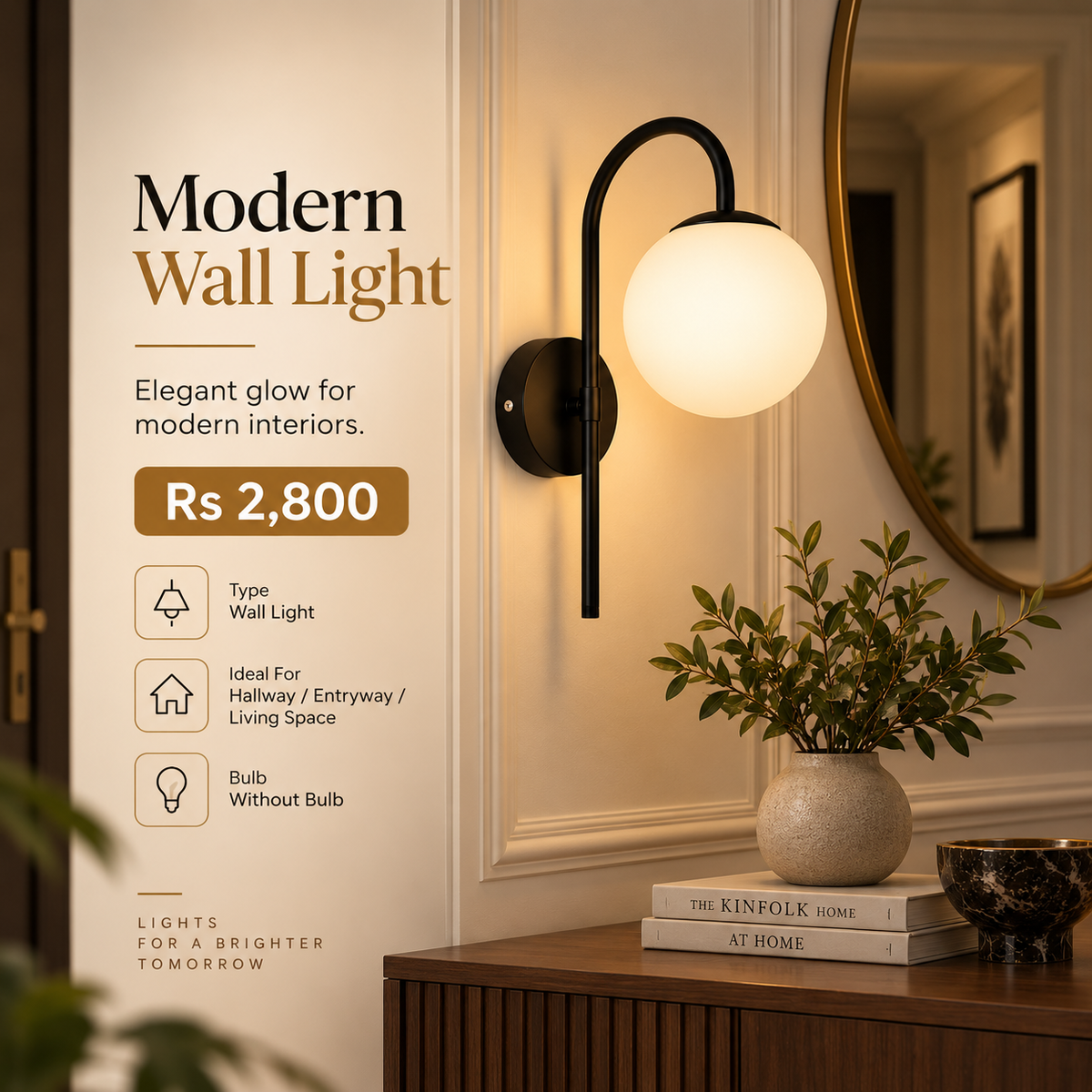 Modern Black Globe Wall Light