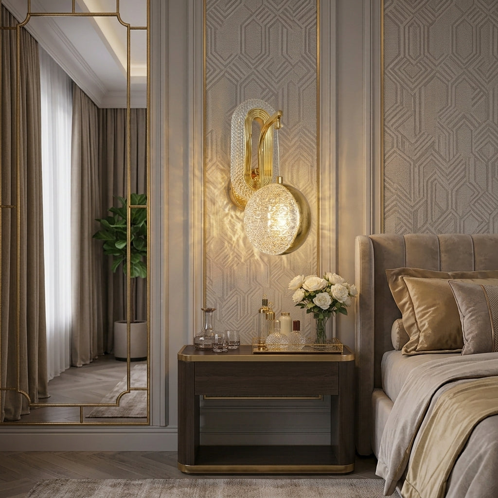 Modern Luxury Gold Crystal Globe Wall Sconce