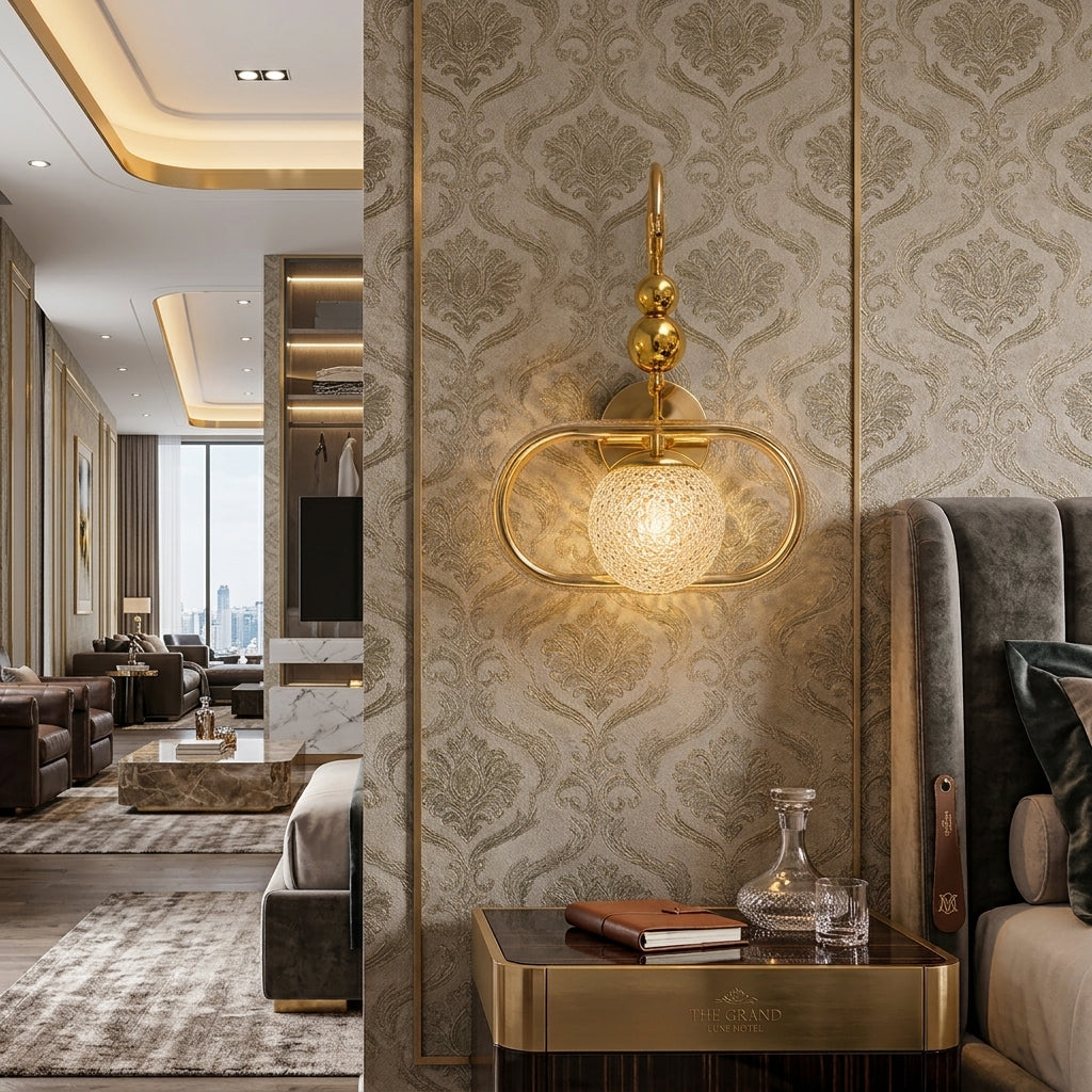 Modern Luxury Gold Crystal Globe Wall Sconce