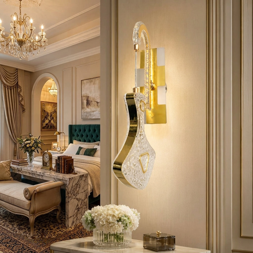Modern Luxury Gold Crystal Geometric Wall Light