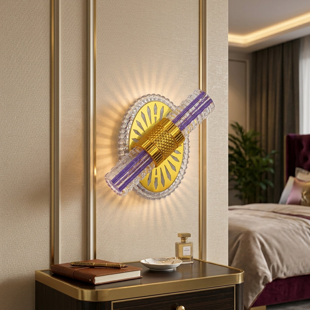 Modern Luxury Gold Crystal Cross Wall Sconce