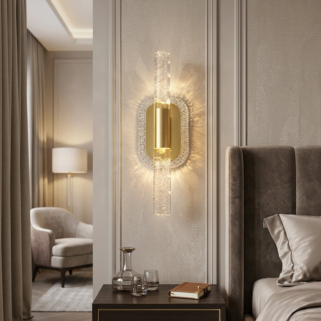 Modern Luxury Gold Crystal Tube Wall Sconce