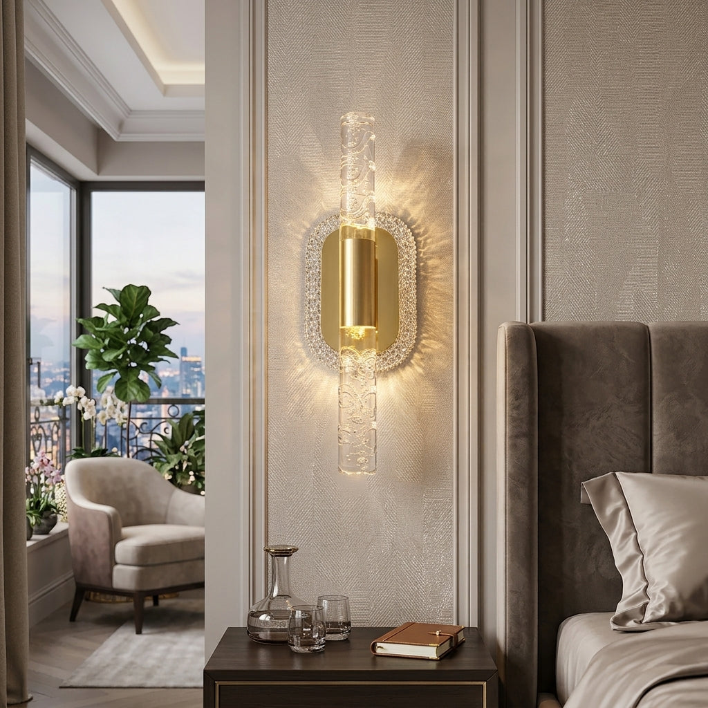 Modern Luxury Gold Crystal Tube Wall Sconce