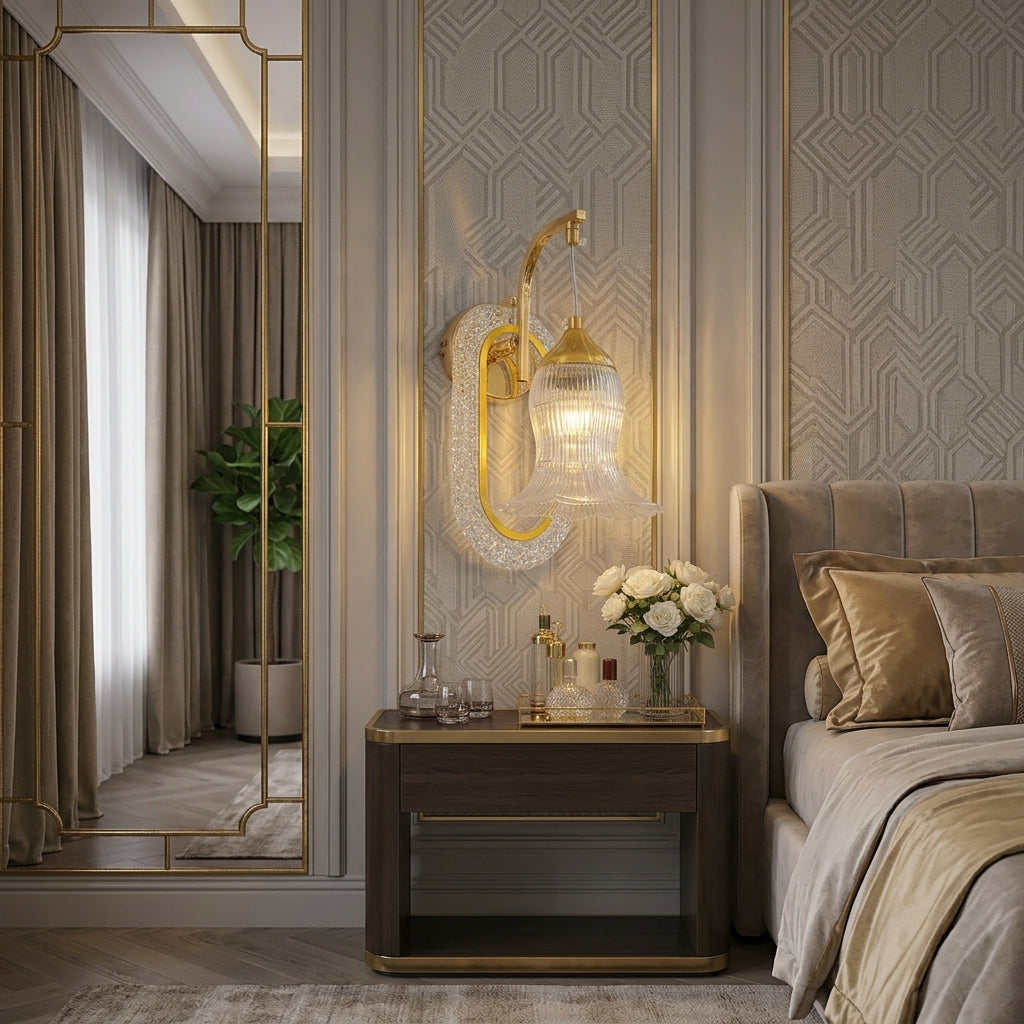 Modern Luxury Gold Crystal Glass Wall Sconce