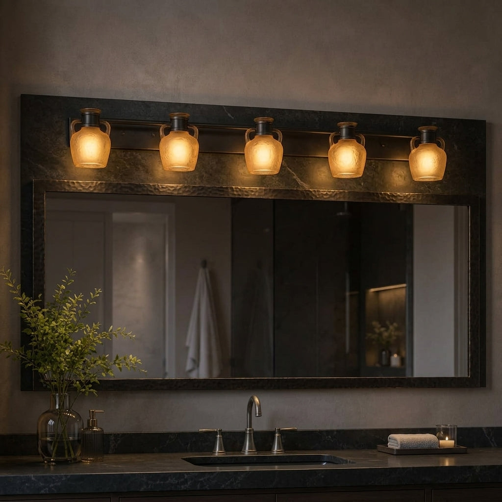 Modern Luxury Chrome 5-Light Crystal Vanity Wall Sconce