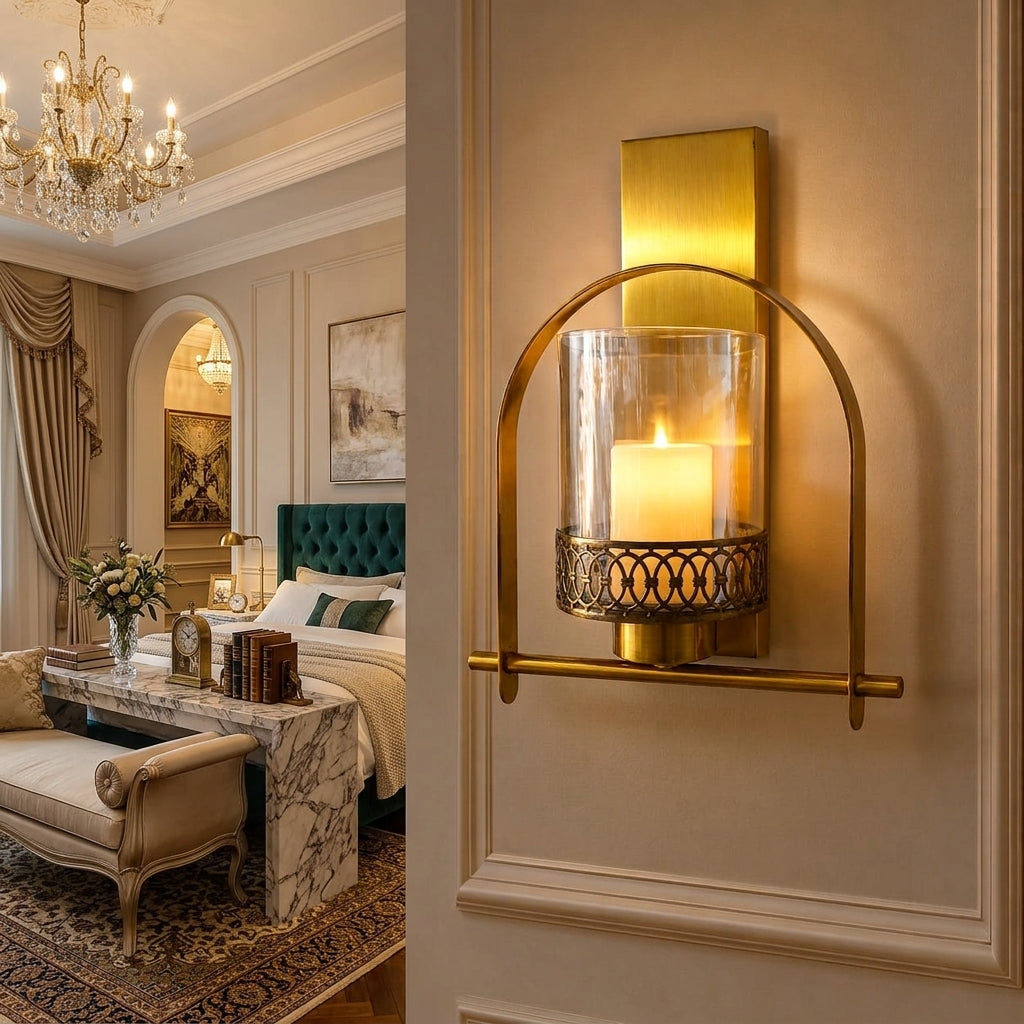 Modern Luxury Gold Glass Cylinder Wall Sconce