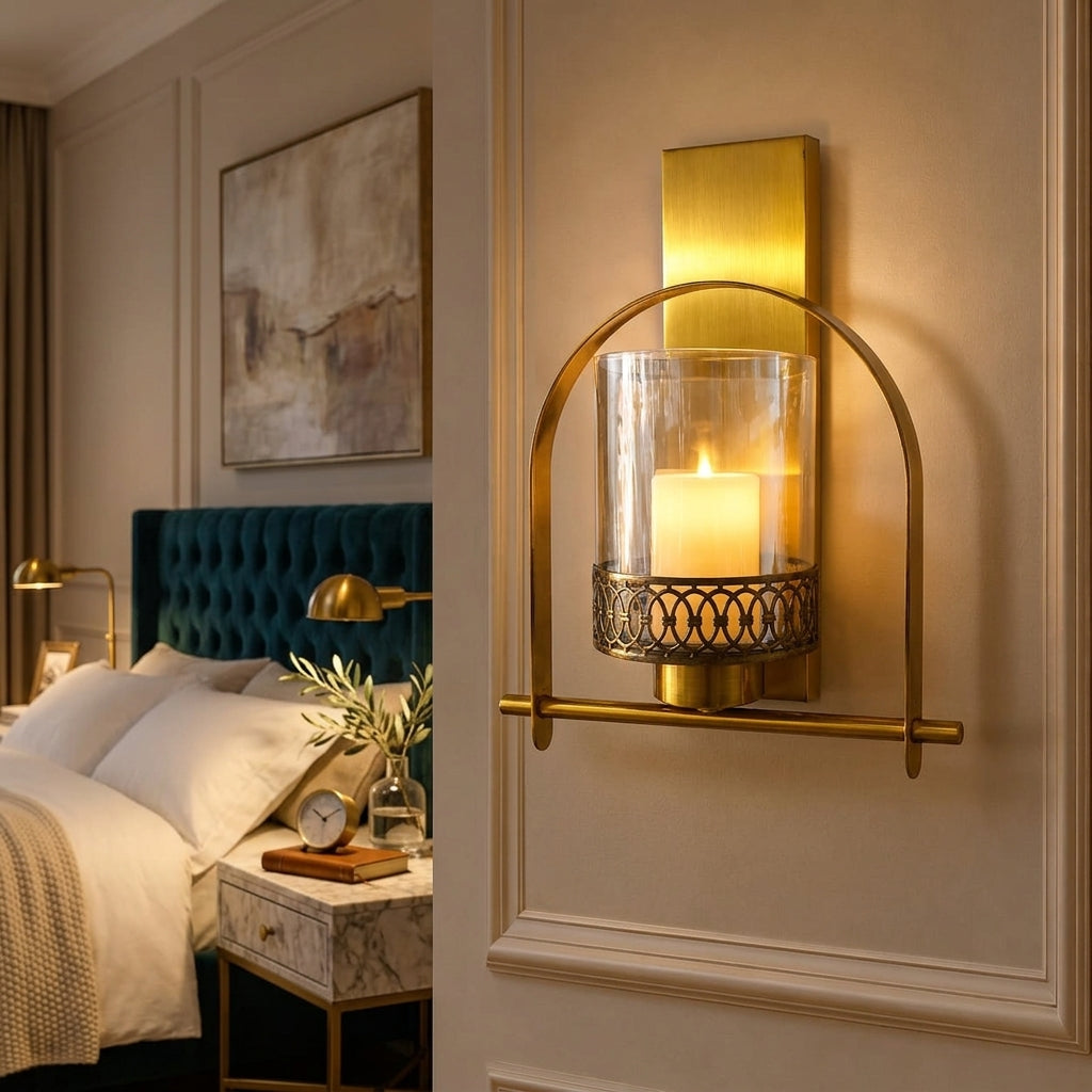 Modern Luxury Gold Glass Cylinder Wall Sconce