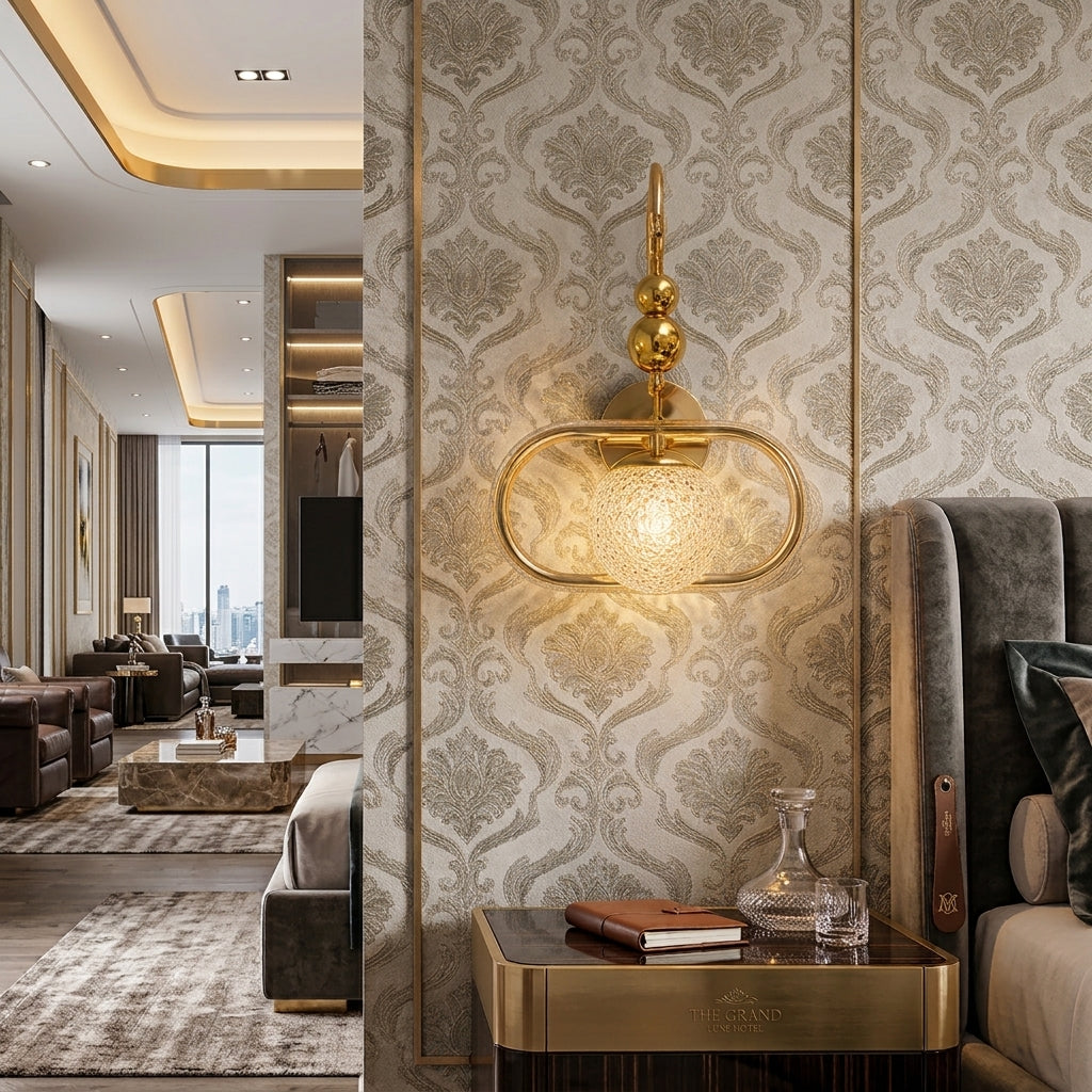 Modern Luxury Gold Crystal Bowl Wall Sconce