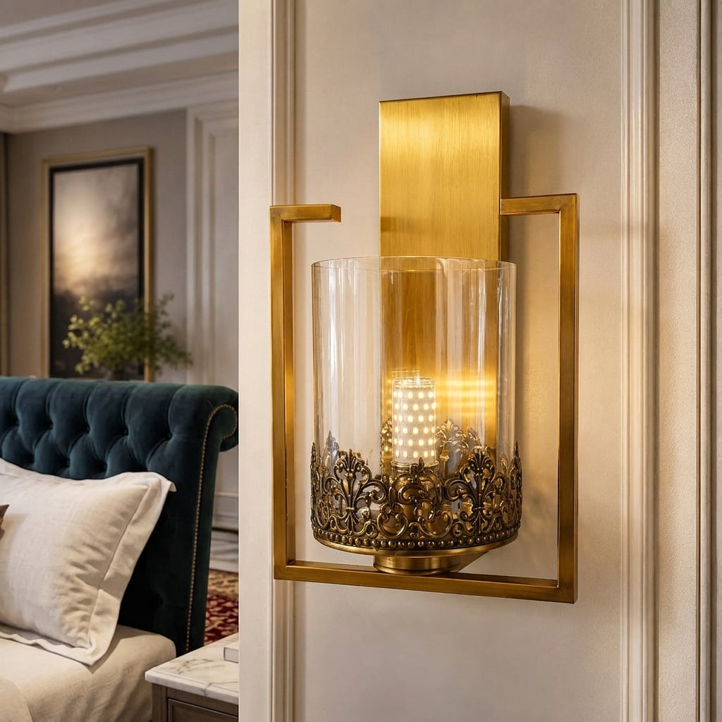 Modern Luxury Gold Glass Cylinder Wall Sconce