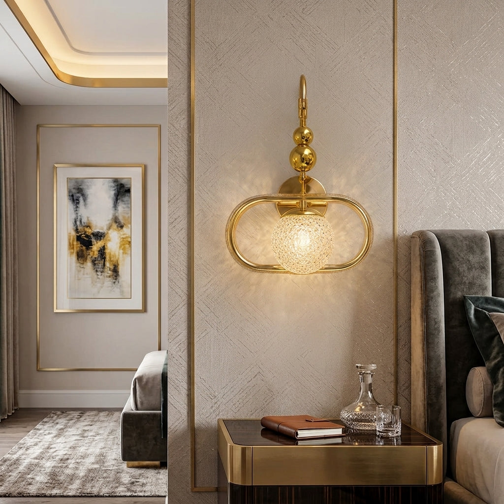 Modern Luxury Gold Crystal Globe Wall Sconce