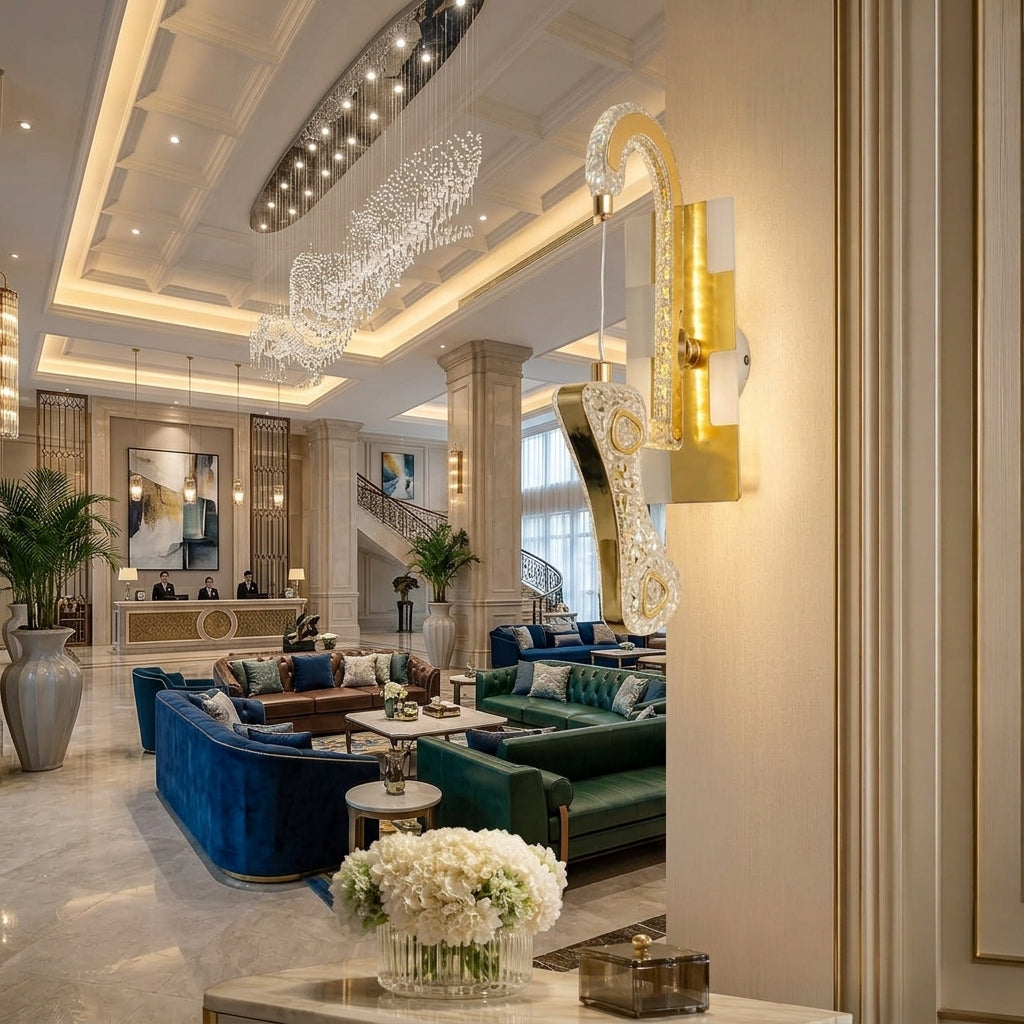 Modern Luxury Gold Crystal Geometric Wall Light