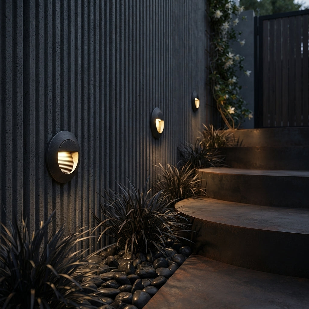 Modern Round Black & Gold LED Wall Light