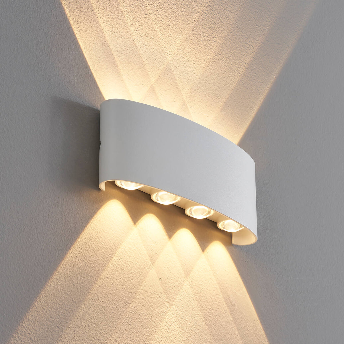 Modern Minimalist Curved Up and Down LED Wall Sconce | Multi-Beam Geometric Ambient Light