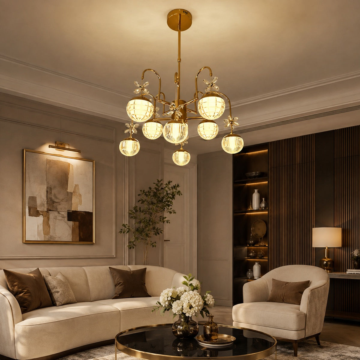 Luxury Golden Crystal Globe Chandelier
