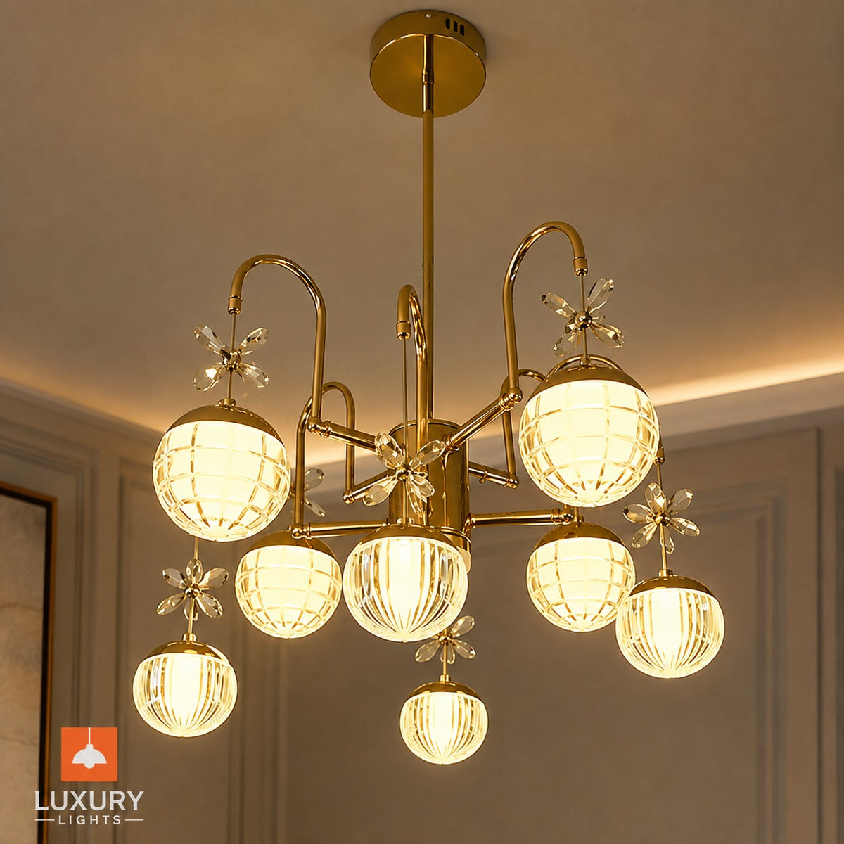 Luxury Golden Crystal Globe Chandelier