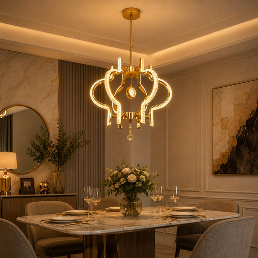 Modern Golden Wave LED Chandelier
