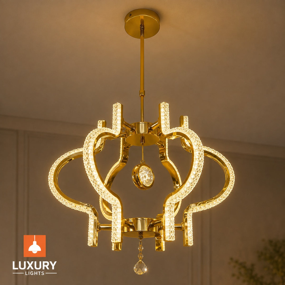 Modern Golden Wave LED Chandelier