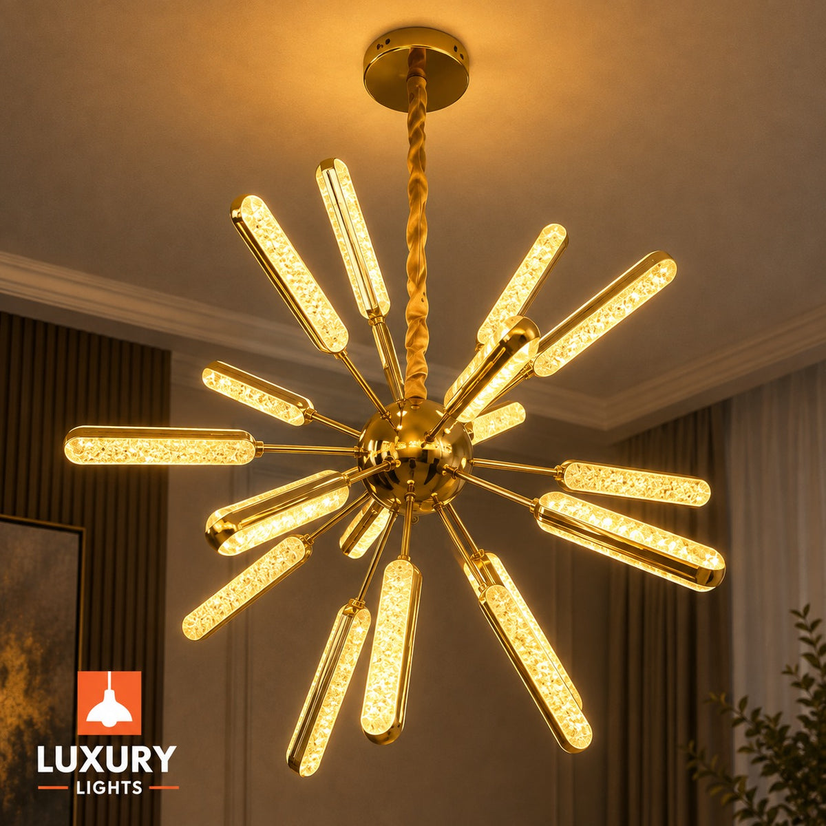 Modern Golden Starburst LED Chandelier