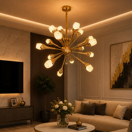 Luxury Gold LED Chandelier – Product Description