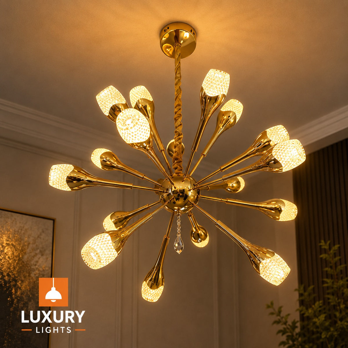 Luxury Gold LED Chandelier – Product Description