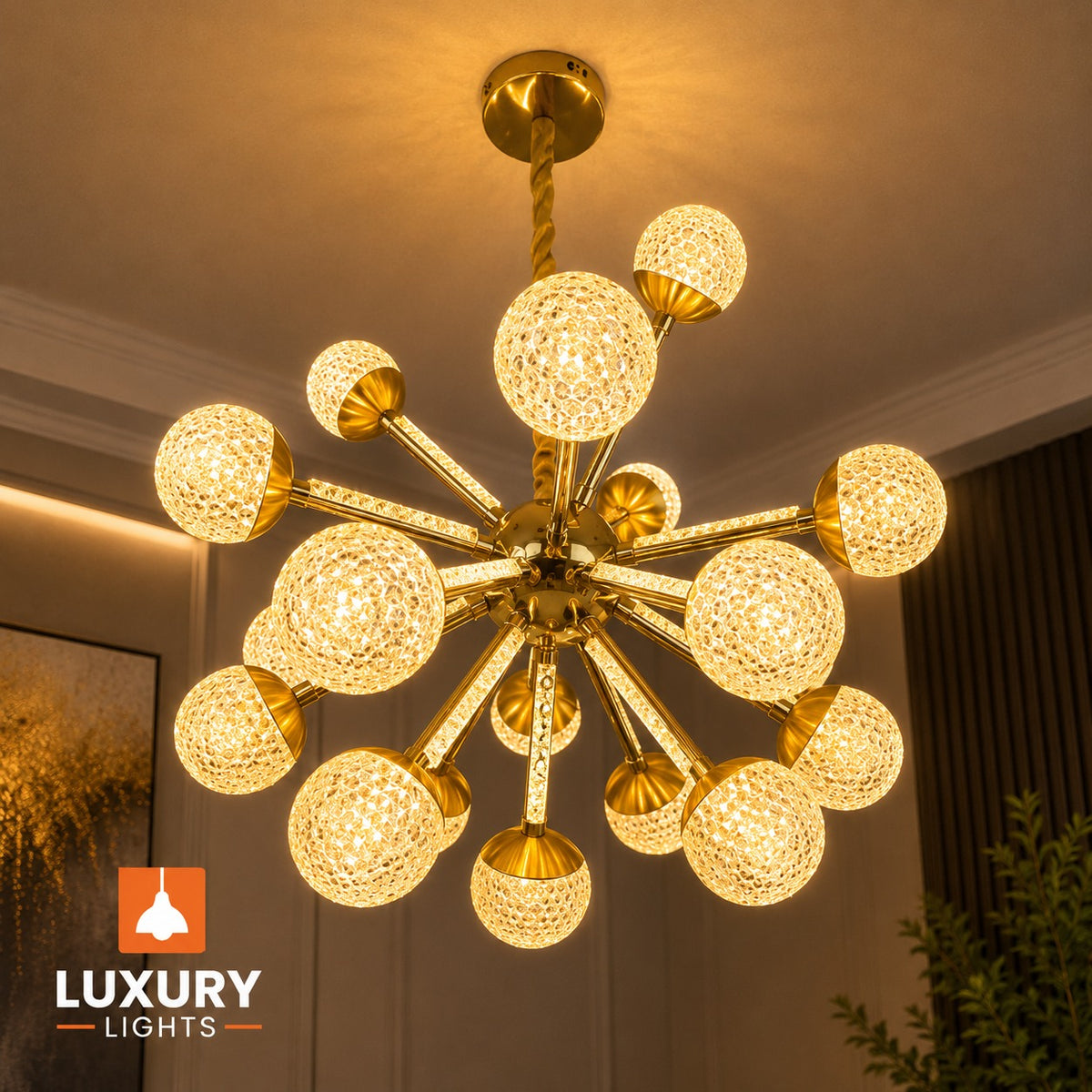 Luxury Gold LED Chandelier – Product Description