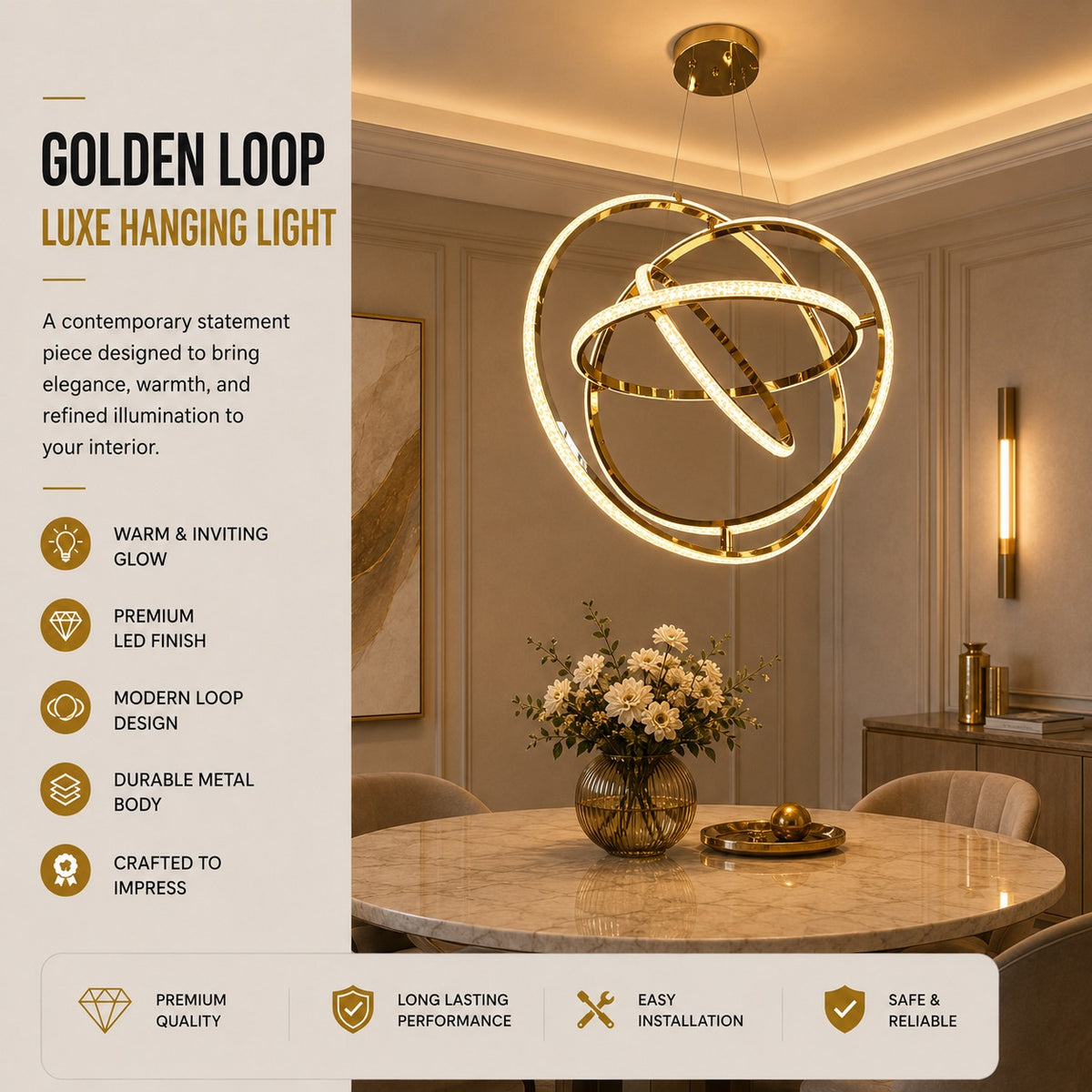 Luxury Modern LED Chandelier – Product Description
