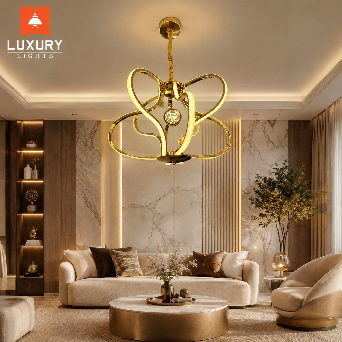 Modern Golden LED Chandelier Light