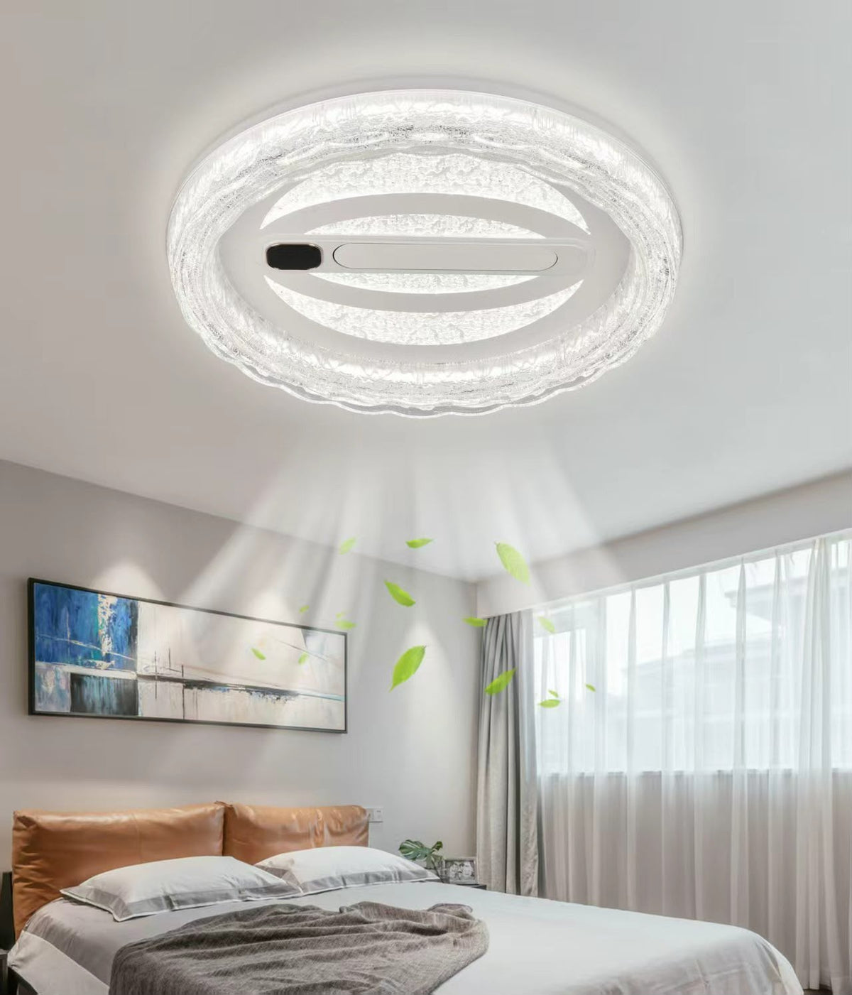 Modern Round Crystal LED Ceiling Fan with Light