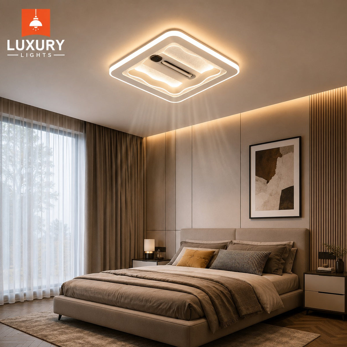 Luxury Square LED Ceiling Fan with Light
