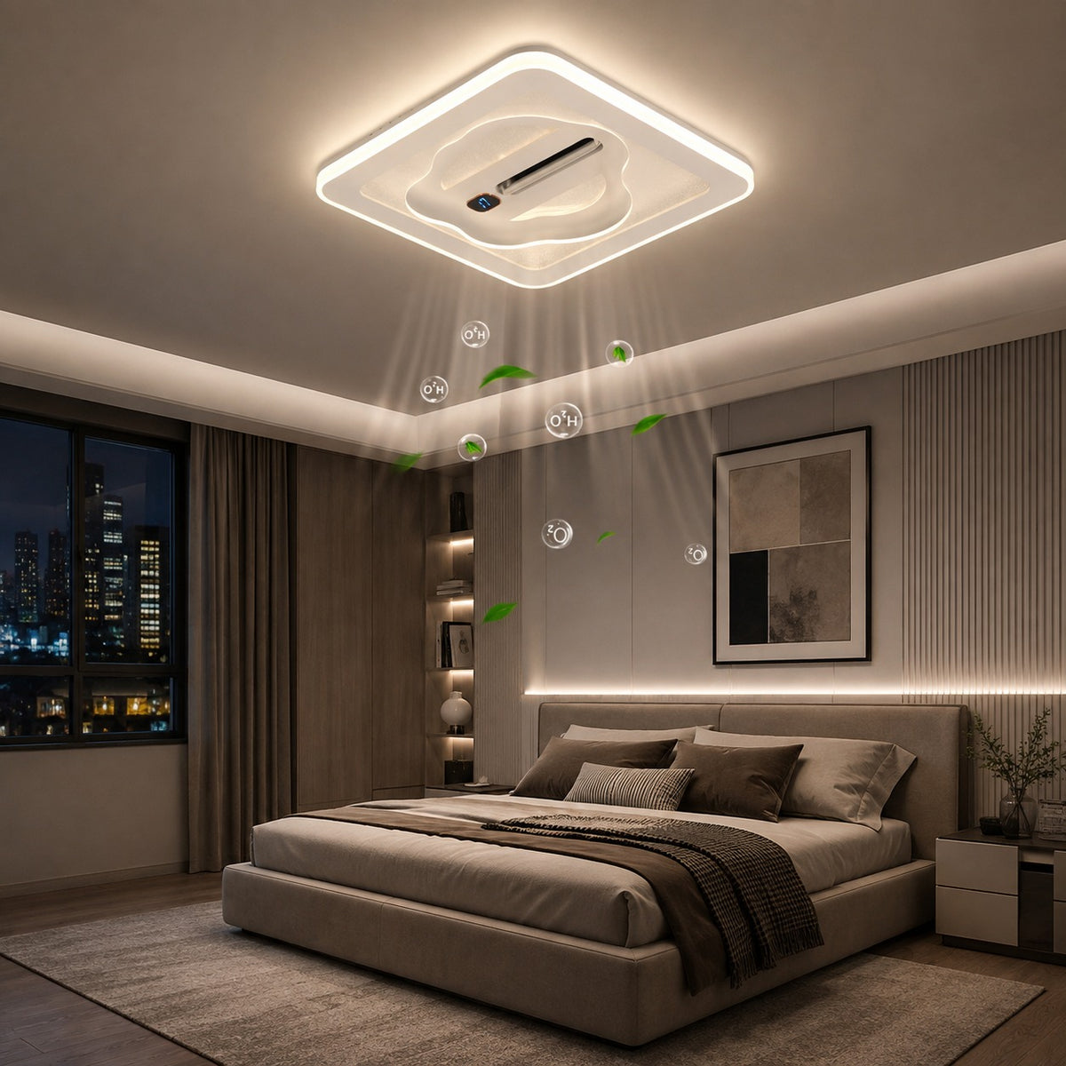 Modern Square LED Ceiling Fan with Light