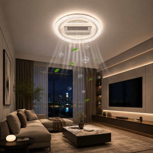 Modern Luxury Crystal LED Ceiling Fan with Light