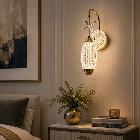 Modern Gold Crystal Floral Wall Light – Luxury Decorative Sconce