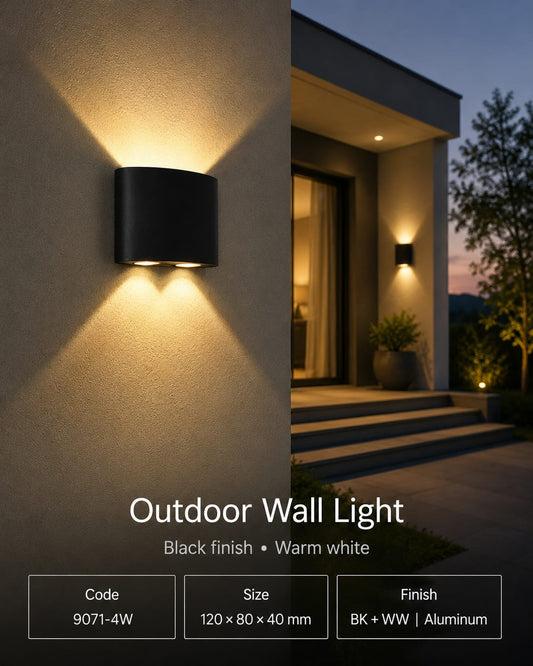 Modern Black Outdoor Wall Light – 4W