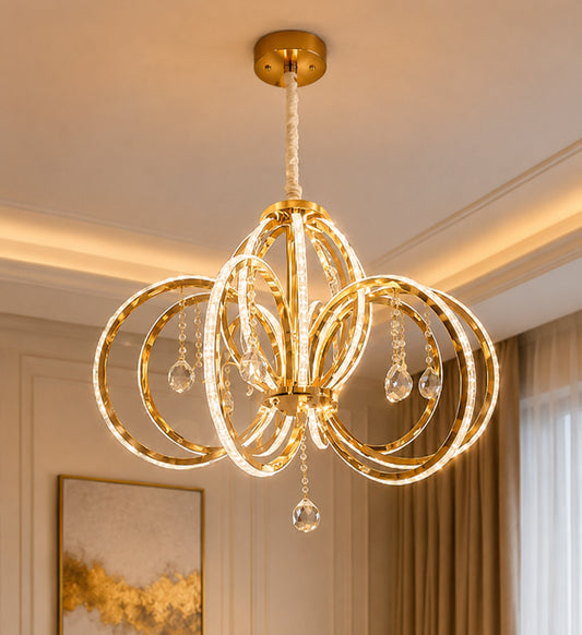 Premium Gold LED Crystal Ceiling Chandelier