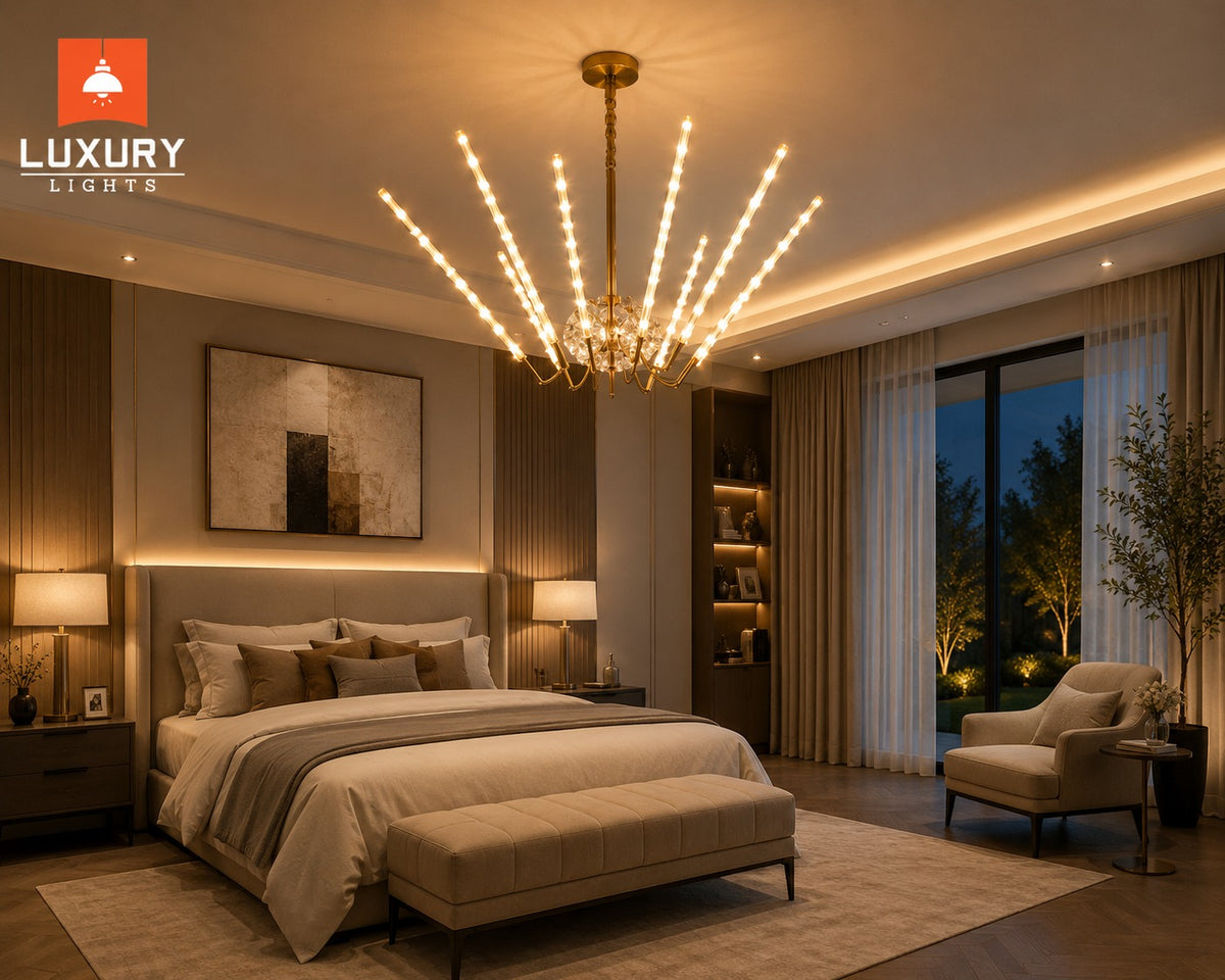 Modern Golden Crystal LED Chandelier by Luxury Lights