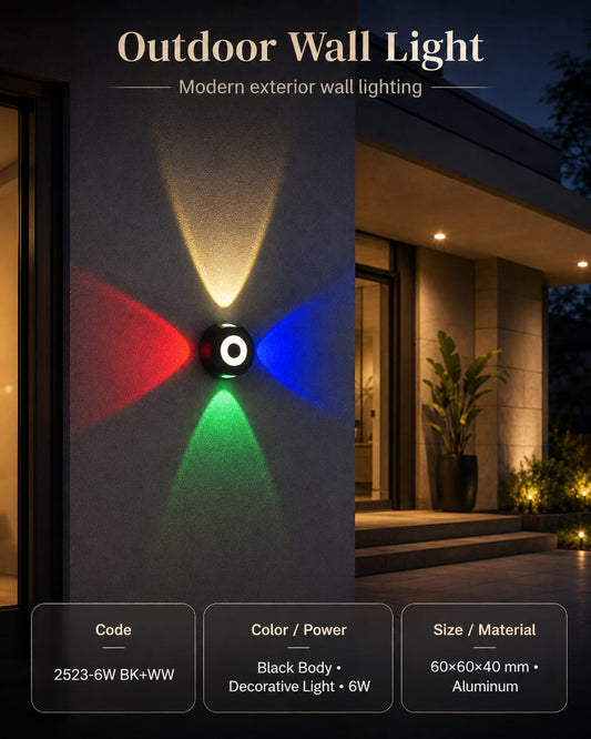 Modern RGB Decorative Outdoor Wall Light – 6W